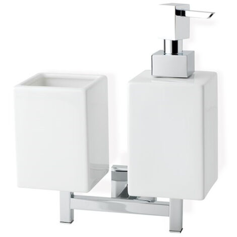 STILHAUS Urania dosatore con bicchiere parete bianco e cromato codice prod: 000U14D08