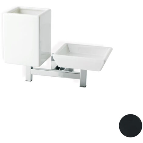 STILHAUS Urania portasapone con bicchiere parete nero codice prod: 000U1423