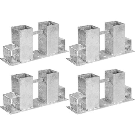STILISTA aide à l'empilage du bois 340 x 100 x 150 mm, galvanisé à chaud pour bois équarri 70 x 70 mm et 40 x 60 mm, choix de couleur et de set, 4 pièces, argent