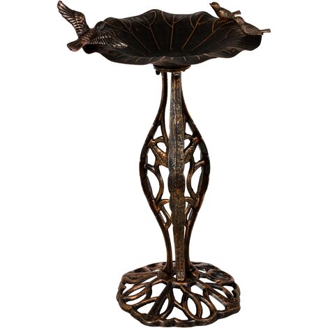 STILISTA Bain d'oiseaux décoratif en fonte massive, Bain d'oiseaux de jardin Bol d'eau en aluminium inoxydable, avec support, dimensions 80 x 50 cm, 15 kg, couleur bronze
