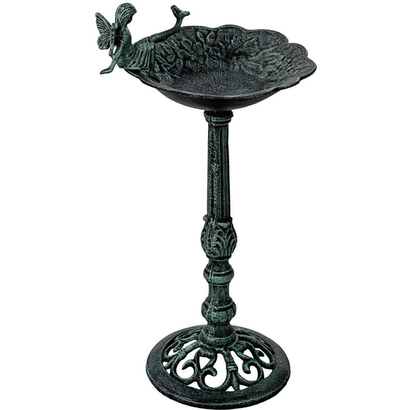 STILISTA® Bain d'oiseaux sur pied en fonte, choix de couleurs et de modèles, vert antique