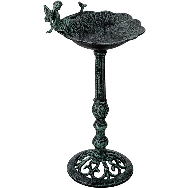 Stilista - Bain d'oiseaux sur pied en fonte, choix de couleurs et de modèles, vert antique
