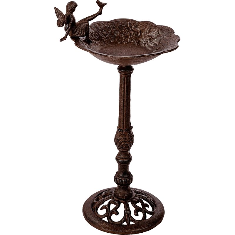 Stilista - Bain d'oiseaux sur pied en fonte, choix de couleurs et de modèles, brun antique