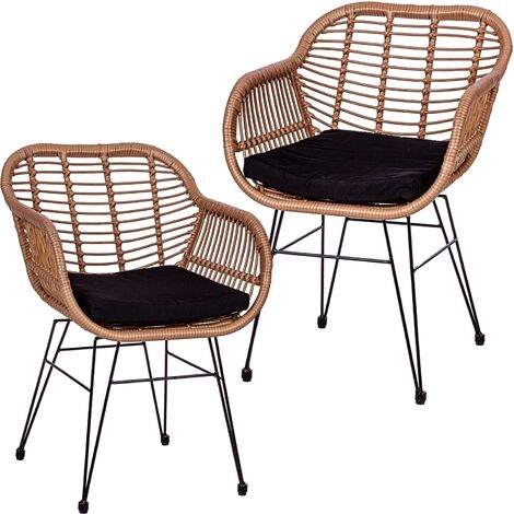 STILISTA Ensemble salon de jardin en polyrotin en 3 pièces, 2 chaises, table d'appoint, résistant aux intempéries intérieur extérieur adapté