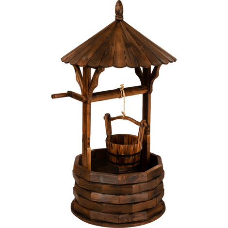 STILISTA Holzbrunnen mit Dach, 120 x ø 65 cm