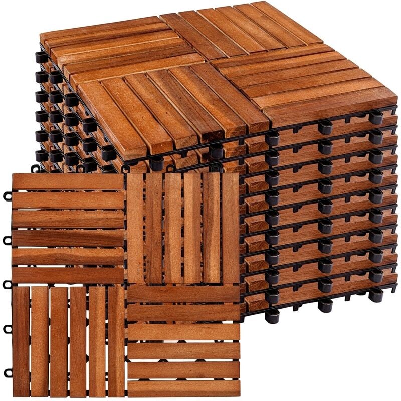Carreaux de bois mosaïque 4x6, FSC-certifié bois d'acacia, 30 x 30 cm, 1 m² 2 m² 3 m² ou 5 m² - choix 1 m² (set de 11) - Stilista