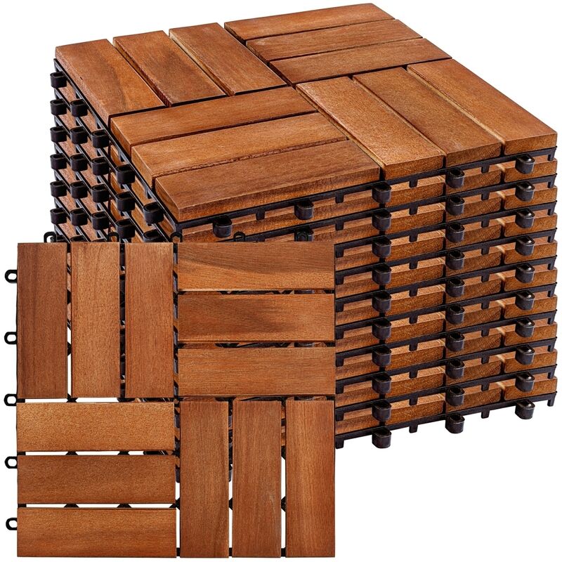 Stilista - carreaux de bois mosaïque, FSC-certifié bois d'acacia, 30 x 30 cm, 1 m² 2 m² 3 m² ou 5 m² - choix 1 m² (11er Set)