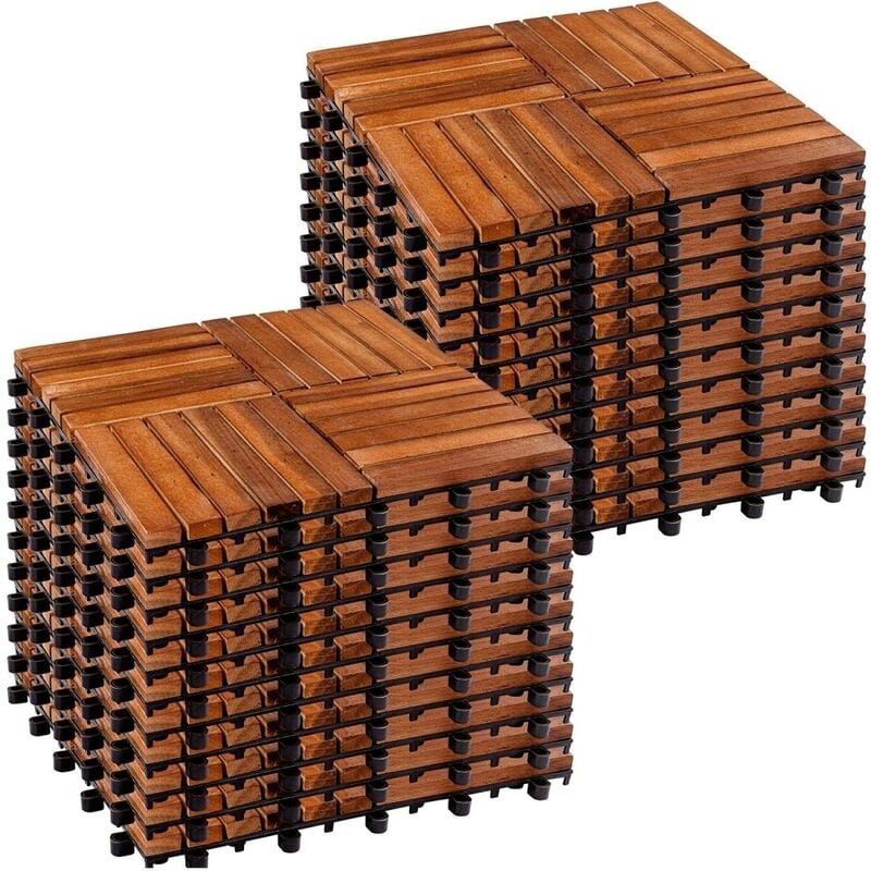 STILISTA® carreaux de bois mosaïque 4x6, FSC-certifié bois d'acacia, 30 x 30 cm, 1 m² 2 m² 3 m² ou 5 m² - choix 2 m² (set de 22)