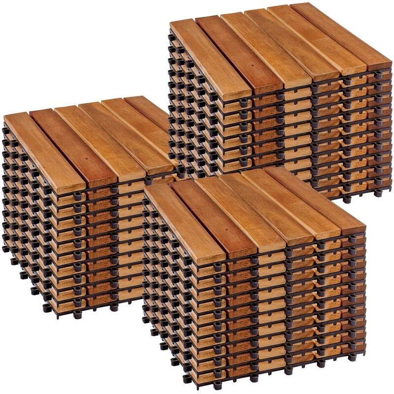 Stilista - Dalles en bois, FSC-certifié bois d'acacia, 30 x 30 cm, 1 m² 2 m² 3 m² ou 5 m² - choix 3 m² (set de 33)