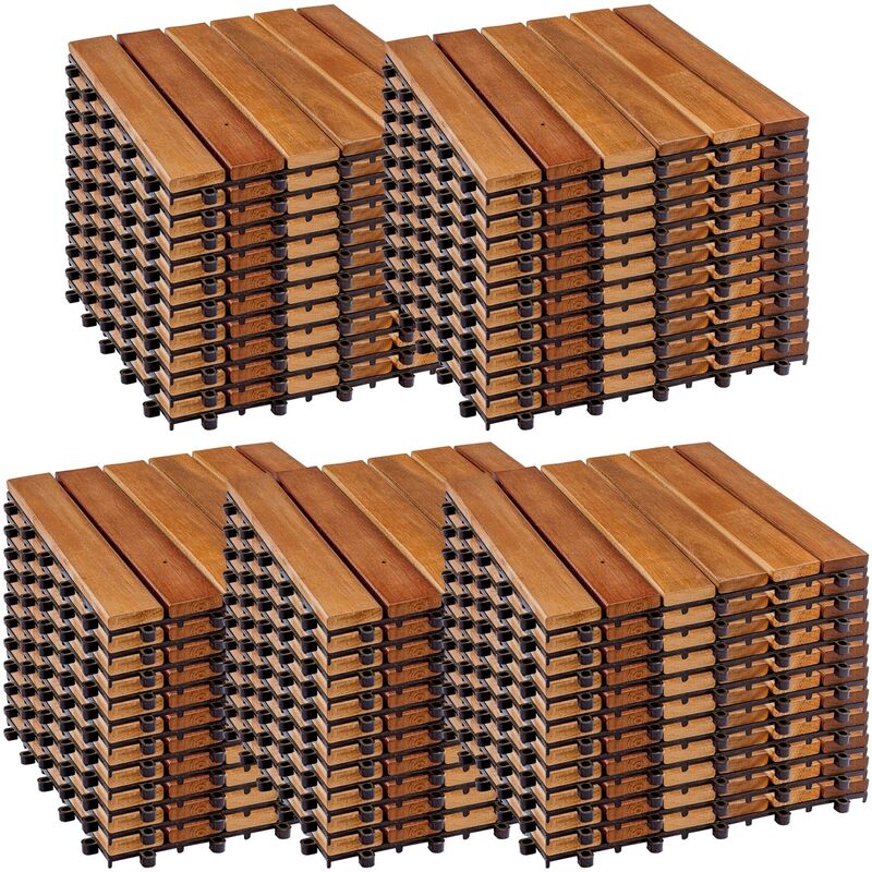 Stilista - Dalles en bois, FSC-certifié bois d'acacia, 30 x 30 cm, 1 m² 2 m² 3 m² ou 5 m² - choix 5 m² (set de 55)