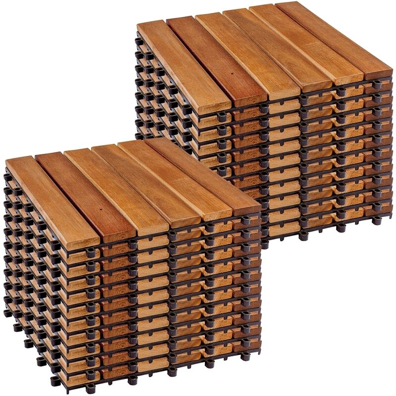 Stilista - Dalles en bois, FSC-certifié bois d'acacia, 30 x 30 cm, 1 m² 2 m² 3 m² ou 5 m² - choix 2 m² (set de 22)