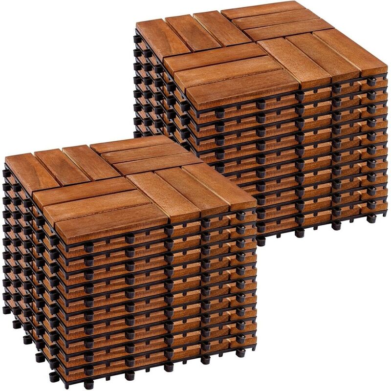 STILISTA® carreaux de bois mosaïque, FSC-certifié bois d'acacia, 30 x 30 cm, 1 m² 2 m² 3 m² ou 5 m² - choix 2 m² (22er Set)