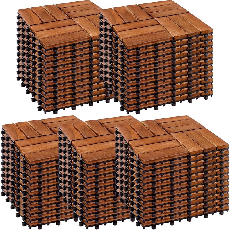 Stilista - carreaux de bois mosaïque, FSC-certifié bois d'acacia, 30 x 30 cm, 1 m² 2 m² 3 m² ou 5 m² - choix 5 m² (55er Set)