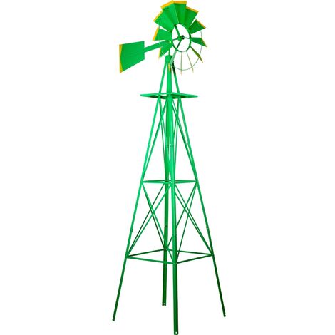 Moulin à Vent \style américain\ 245 cm - Éolienne de jardin disponible en 3 couleurs: rouge, gris ou vert - Couleur : Gris