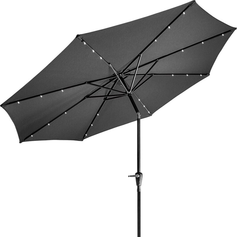 STILISTA® Parasol de marché avec couverture et éclairage LED Diamètre 300 cm en différentes couleurs, anthracite