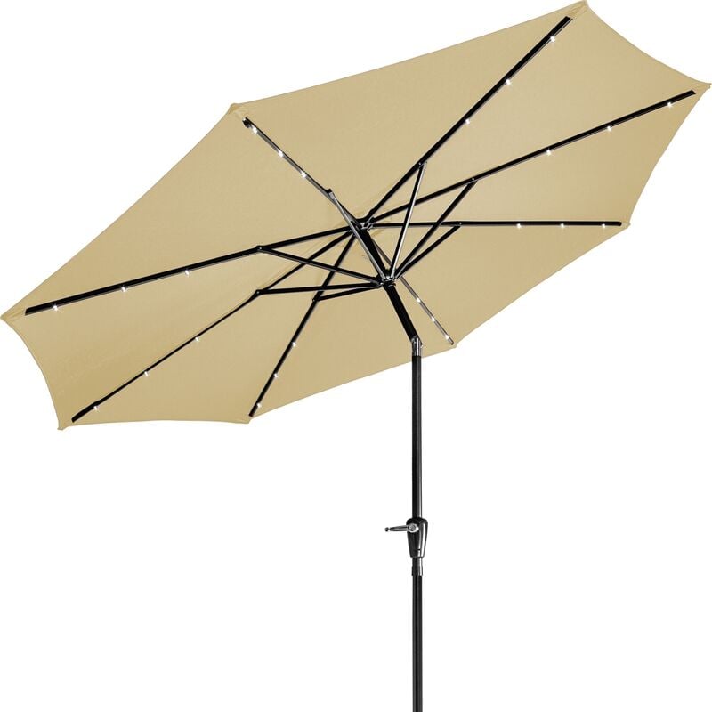 Parasol de marché avec couverture et éclairage led Diamètre 300 cm en différentes couleurs, beige - Stilista