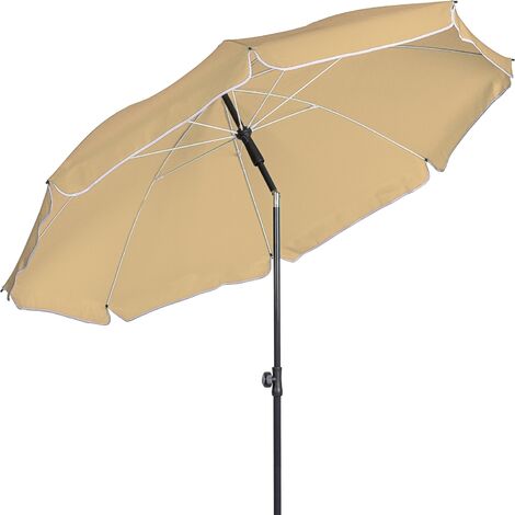 STILISTA Parasol de plage 200 cm avec sac de transport, parasol, UV 30+, piquet de terre, angle d'inclinaison et hauteur réglables, choix de couleurs, crème