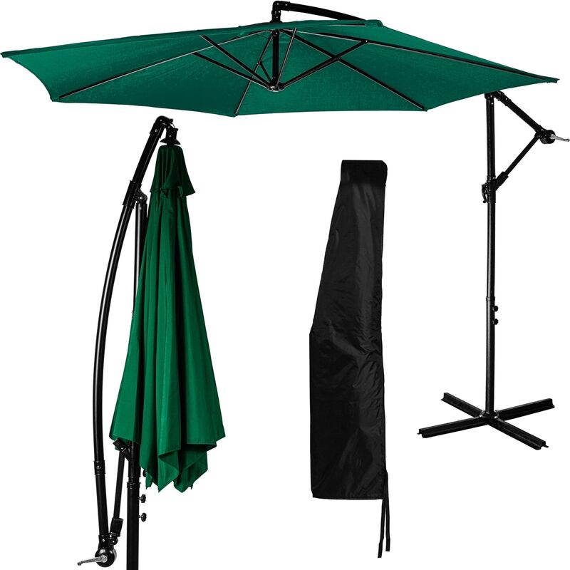 STILISTA Parapluie 350 cm avec dispositif à manivelle, couverture incluse, vert