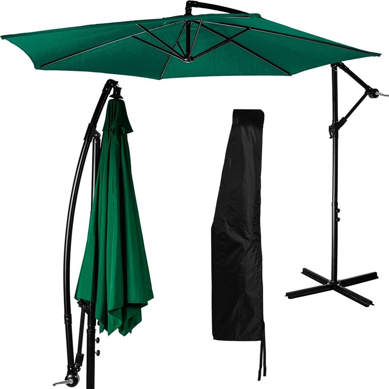 Parapluie 300 cm avec dispositif à manivelle, couverture incluse, vert - Stilista