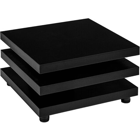 STILISTA® Table basse rotative à 360°, design cube, 73x73 cm, table de salon, couleur noir brillant
