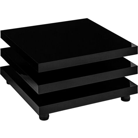 STILISTA® Table basse rotative à 360°, design cube, 60x60 cm, table de salon, couleur noir brillant