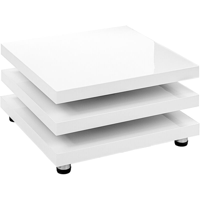 stilista - table basse 360° plateaux pivotants, design cube, différentes tailles et couleurs, 73 x 73 cm blanc brillant
