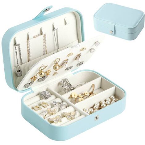 Stilvolle und sichere Schmuckschatulle für Ohrringe, Armbänder, Halsketten und Ringe – ideal für Reisen und zur Aufbewahrung.