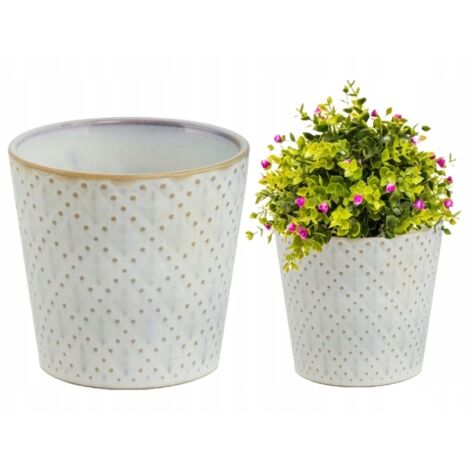 Stilvoller beiger Keramik-Blumentopf 14 x 13 cm