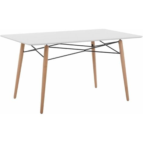 Stilvoller, praktischer Esstisch mit weißer Tischplatte 140 x 80 cm Biondi - Weiß