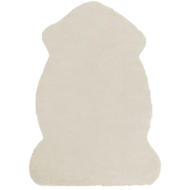 Beliani - Kunstfell Teppich Beige Webpelz Stoff Kaninchen 60 X 90 Cm Fellform Pelzimitat Bettvorleger Läufer Überwurf Für Sitzmöbel Sofa Couch