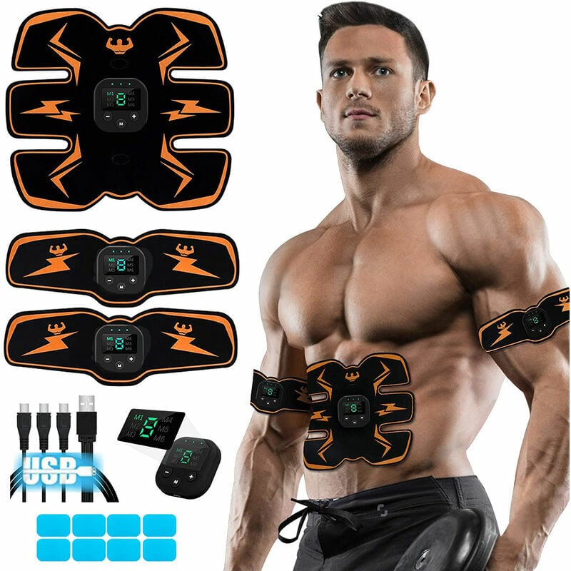 Stimulateur ABS Muscle abdominal, Stimulateur musculaire, EMS ABS Trainer Body Toning Fitness, Ceinture tonifiante rechargeable USB ABS Fit Weight