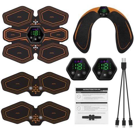 Stimulateur musculaire abdominal EMS, appareil de musculation des hanches, écran LCD, port USB, pour l'entraînement des abdominaux, le fitness à domicile, la musculation du corps, corset amincissant 0