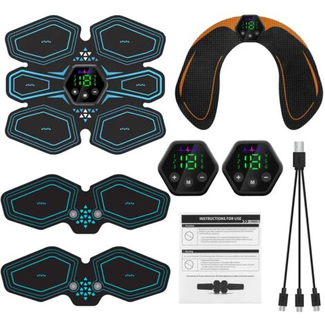 Stimulateur musculaire abdominal EMS, appareil de musculation des hanches, écran LCD, port USB, pour l'entraînement des abdominaux, le fitness à domicile, la musculation du corps, corset amincissant 0
