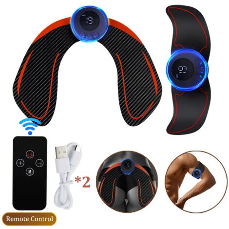 Stimulateur musculaire électrique EMS pour abdominaux, autocollants de fitness, rechargeable, massage corporel, sans fil, écran LCD, appareil d'entraînement des fessiers03546-AquaForge