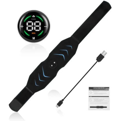 Stimulateur musculaire EMS 115 cm pour le ventre, ceinture amincissante, masseur vibrant intelligent, appareil de fitness pour les abdominaux et la perte de taille 01912-AquaForge
