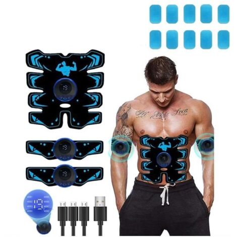 Stimulateur Musculaire - EMS - Ceinture Abdominale - 8 Modes - 15 Intensités - Blanc