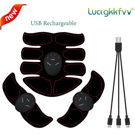 Stimulateur musculaire EMS rechargeable USB sans fil pour fessiers, hanches et abdominaux - Appareil de massage amincissant et de remise en forme 02213-AquaForge