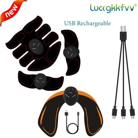 Stimulateur musculaire EMS rechargeable USB sans fil pour fessiers, hanches et abdominaux - Appareil de massage amincissant pour le corps et le fitness02214-AquaForge