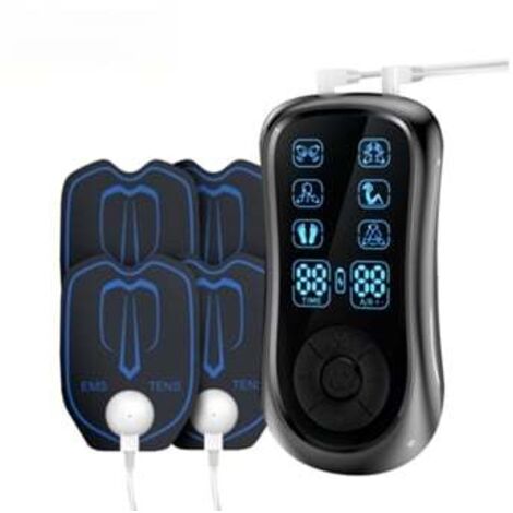 Stimulateur musculaire portable Mini massage complet du corps EMS Stimulation par impulsions 6 modes 4 patchs de gel-AquaForge