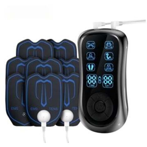 Stimulateur musculaire portable Mini massage complet du corps EMS Stimulation par impulsions 6 modes 8 patchs de gel Cuich-AquaForge