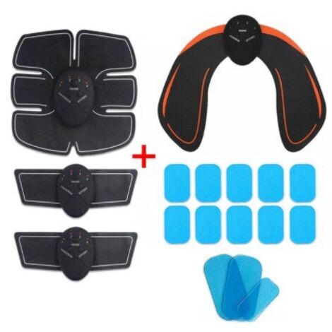 Stimulateur musculaire Smart EMS, kit 3 pièces avec gel et patch fessier (version à piles)-AquaForge