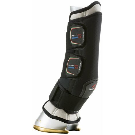 Stinchiere anteriori Zandonà da riposo o da trasporto per cavalli SUPPORT BOOT AIR con sottofascia intercambiabile e chiusura elastica in tessuto a strappo: L, Nero