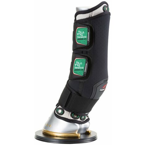 Stinchiere anteriori Zandonà da riposo o da trasporto per cavalli THERAPEUTIC SUPPORT BOOT con sottofascia intercambiabile e chiusura elastica in tessuto a strappo: XL, Nero
