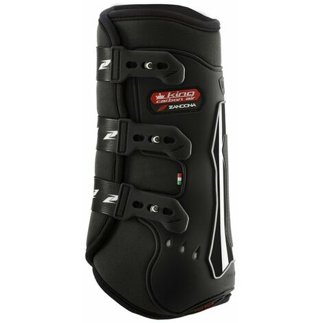Stinchiere posteriori da dressage per cavalli KING CARBON AIR con fibra di carbonio e chiusura a sgancio rapido: S, Nero
