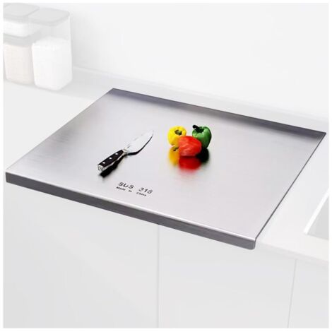 STIRMEX - Planches à découper de cuisine en acier inoxydable 316 avec rebord, idéales pour la viande, les fruits, les légumes et le pain (40 x 30 cm)