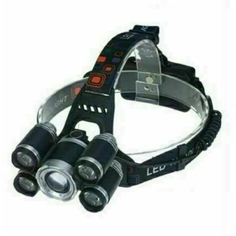 Stirnlampe, 2000 Lumen, 5 LEDs, verstellbar, wasserdicht, USB-wiederaufladbar, für Camping, Joggen und Wandern, Angeln, Höhlenforschung