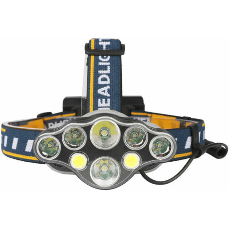 Stirnlampe, 8 LEDs, 18000 Lumen, USB-wiederaufladbar, leistungsstarke, wasserdichte Stirnlampe für Camping, Klettern, Jagen, Laufen und Angeln