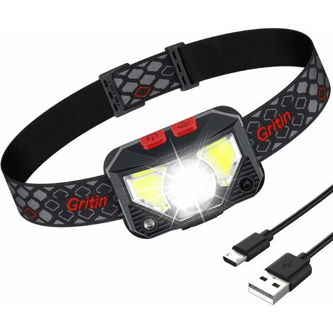Profi LED Stirnlampe USB Kopflampe Camping Scheinwerfer Taschenlamp XPG+2*COB 