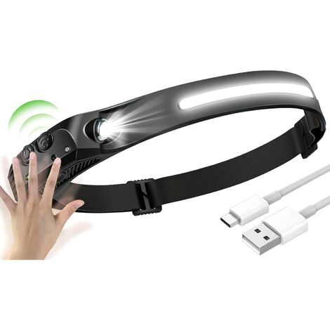 Stirnlampe, Wellensensor, USB-Ladegerät, COB-Scheinwerfer, 800 mAh
