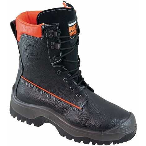 Stivali di sicurezza forestali NoRisk taglia 47 pelle nera / arancione S3 SRC EN20345 / EN17249